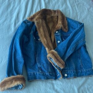 Rare Denim Jacket with Bunny rabbit Fur